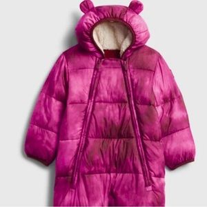 Baby Gap Puffer One-Piece Snowsuit, Tie Dye Pink, Size 12-18 months